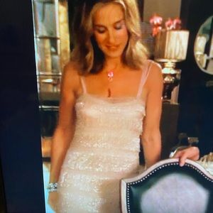 Silver fringed dress inspired sex and the city